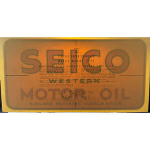 Vintage Sunland SEICO Western Motor Oil Gas Pump Globe Lens Water Transfer Decal